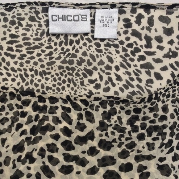 Chico’s 100% Silk Short Sleeved Leopard Print Top, Sz L/12 (Chico’s Sz 2), NWOT - Picture 7 of 10